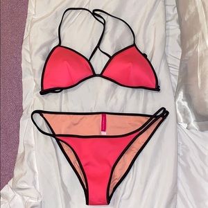 Triangle bikini, hot pink neoprene